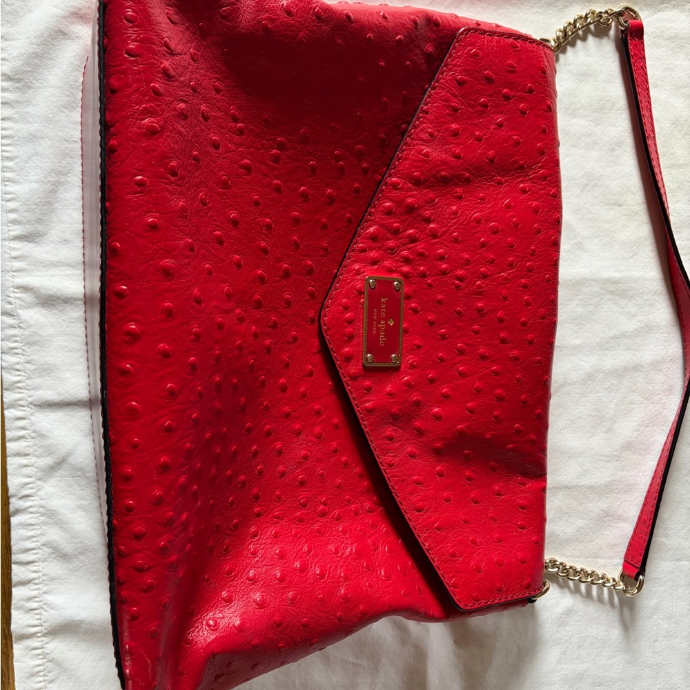 Kate Spade Red Embossed Shoulder Bag